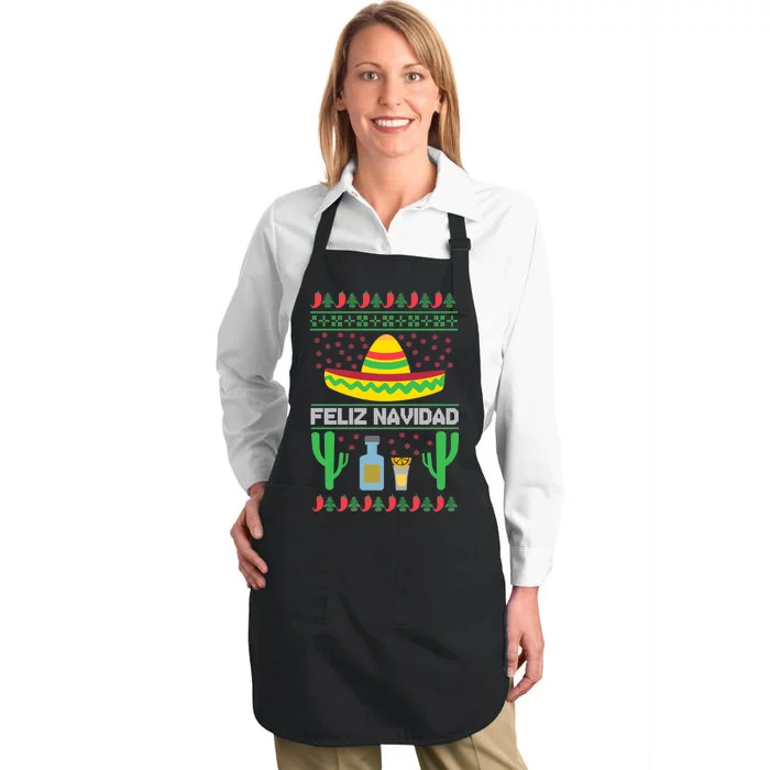 Feliz Navidad Ugly Christmas Full-Length Apron With Pocket