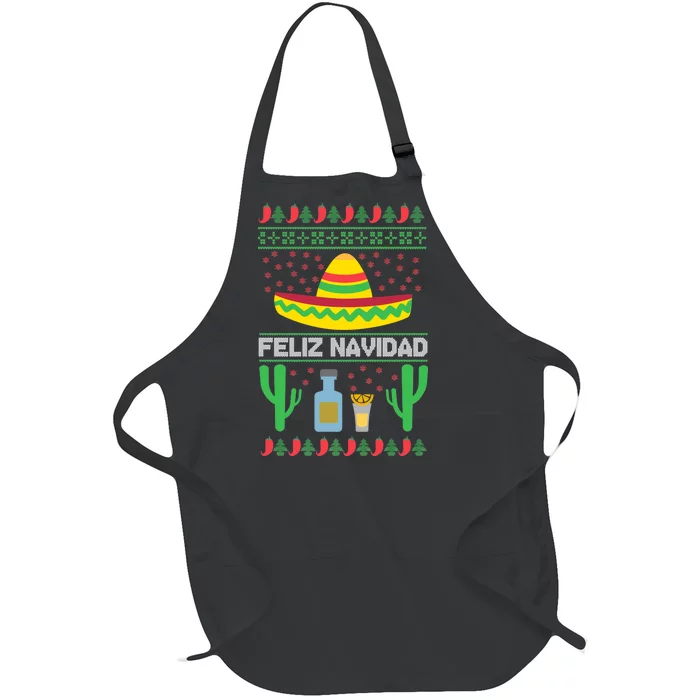 Feliz Navidad Ugly Christmas Full-Length Apron With Pocket