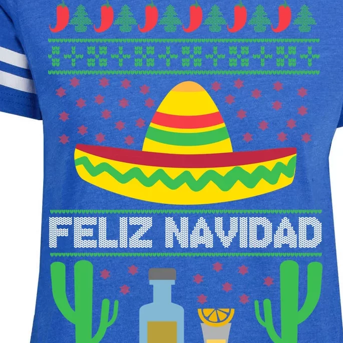 Feliz Navidad Ugly Christmas Enza Ladies Jersey Football T-Shirt