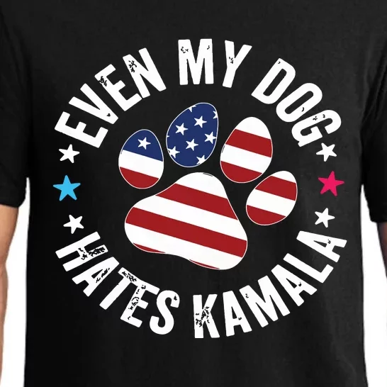 Funny Even My Dog Hates Kamala Anti Harris Usa Flag 2024 Pajama Set