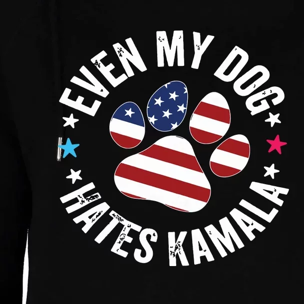 Funny Even My Dog Hates Kamala Anti Harris Usa Flag 2024 Womens Funnel Neck Pullover Hood