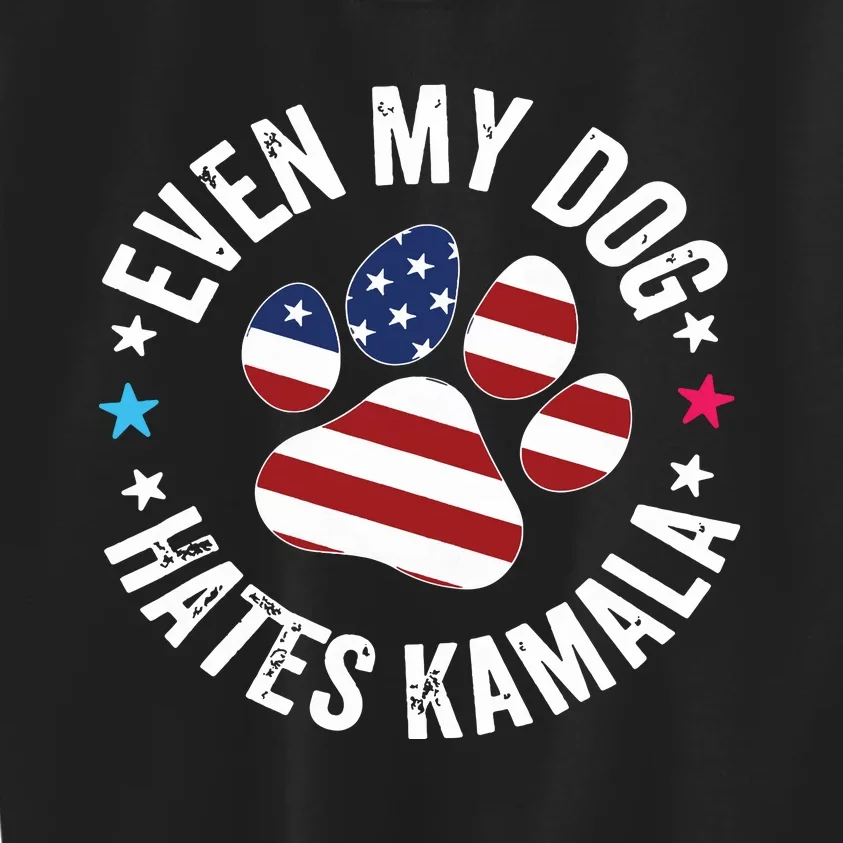 Funny Even My Dog Hates Kamala Anti Harris Usa Flag 2024 Kids Sweatshirt