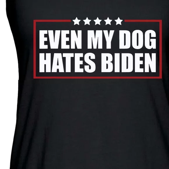 Funny Even My Dog Hates Biden Sarcastic Political Joke Ladies Essential Flowy Tank