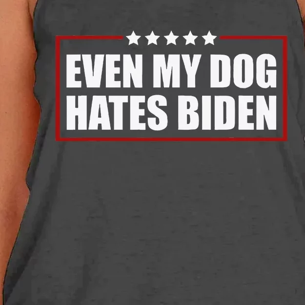 Funny Even My Dog Hates Biden Sarcastic Political Joke Women's Knotted Racerback Tank