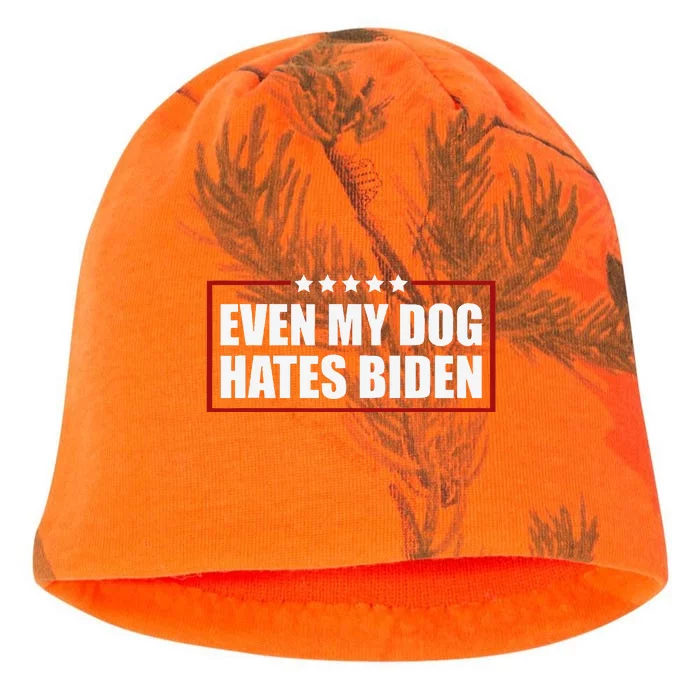 Funny Even My Dog Hates Biden Sarcastic Political Joke Kati - Camo Knit Beanie