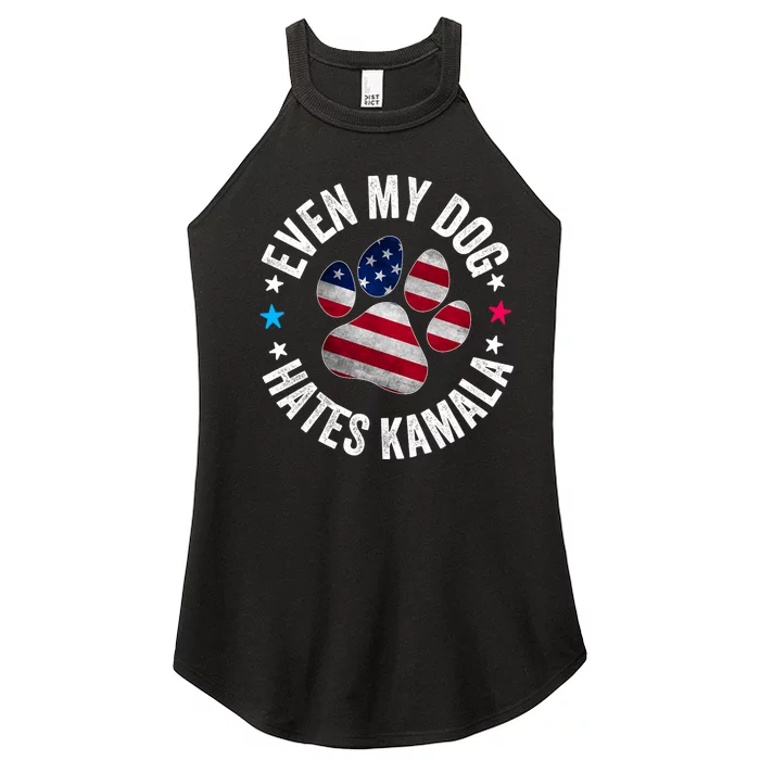 Funny Even My Dog Hates Kamala Anti Harris Usa Flag 2024 Women’s Perfect Tri Rocker Tank