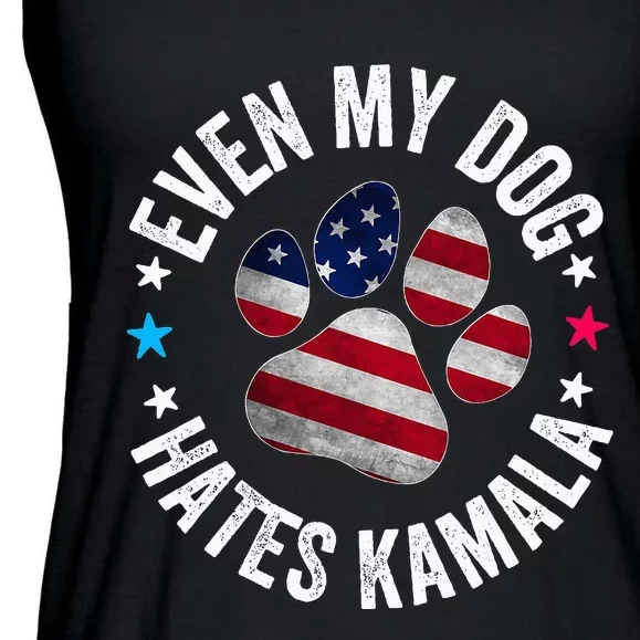 Funny Even My Dog Hates Kamala Anti Harris Usa Flag 2024 Ladies Essential Flowy Tank