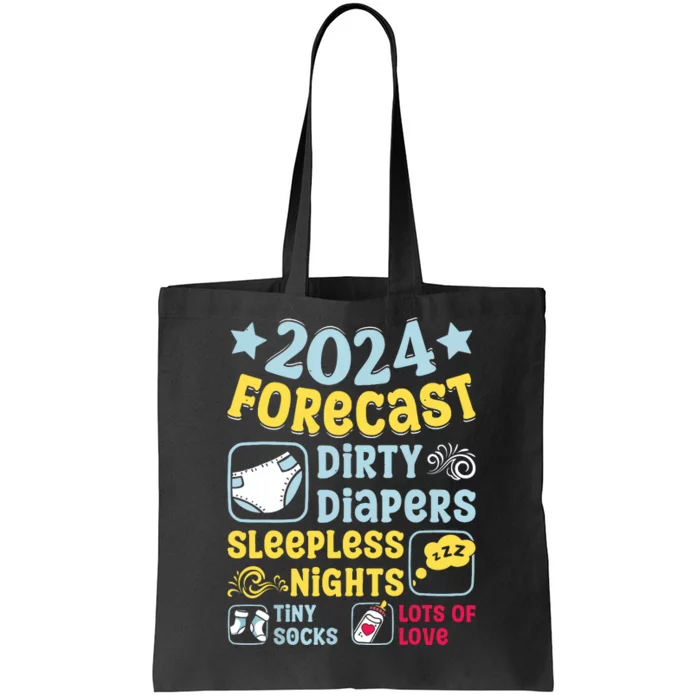 Forecast Expectant Mom To Be 2024 Soon Dad Baby Shower Tote Bag