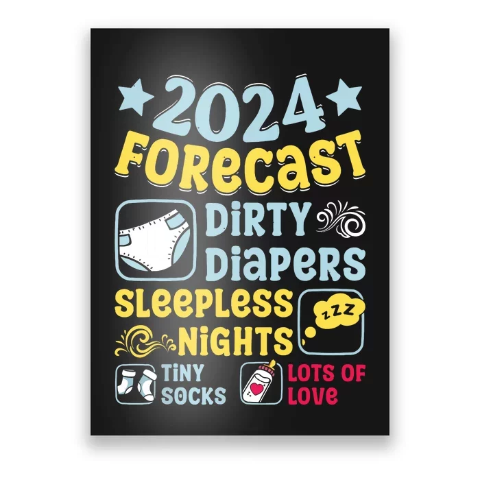 Forecast Expectant Mom To Be 2024 Soon Dad Baby Shower Poster