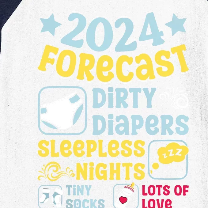 Forecast Expectant Mom To Be 2024 Soon Dad Baby Shower Baseball Sleeve Shirt