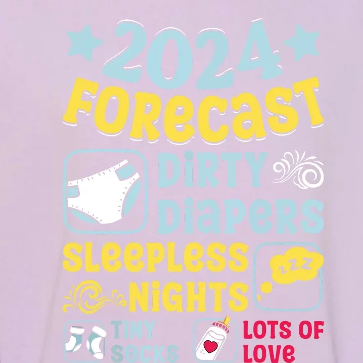 Forecast Expectant Mom To Be 2024 Soon Dad Baby Shower Garment-Dyed Sweatshirt