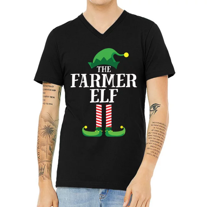 Farmer Elf Matching Family Group Christmas Party V-Neck T-Shirt