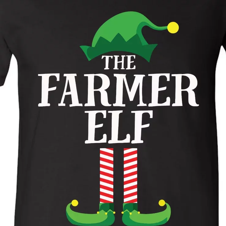 Farmer Elf Matching Family Group Christmas Party V-Neck T-Shirt