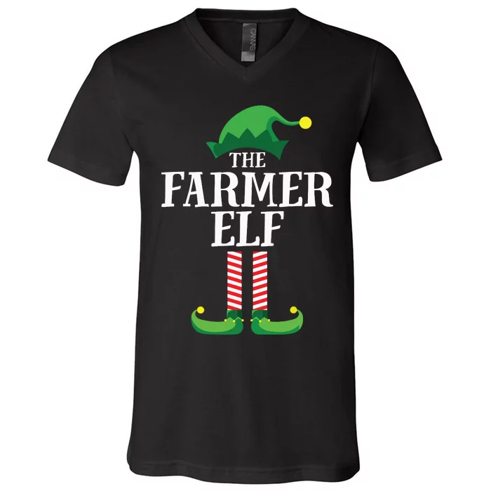 Farmer Elf Matching Family Group Christmas Party V-Neck T-Shirt