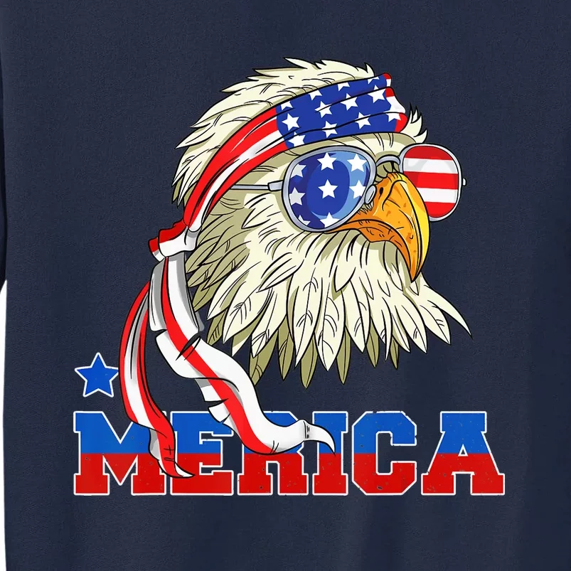 Funny Eagle Mullet Sunglasses Merica 4th Of July USA American Flag Tall Sweatshirt