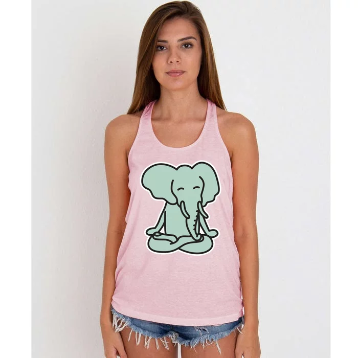 Funny Elephant Meditation Yoga Pose Animal Nature Gift Women's Knotted Racerback Tank