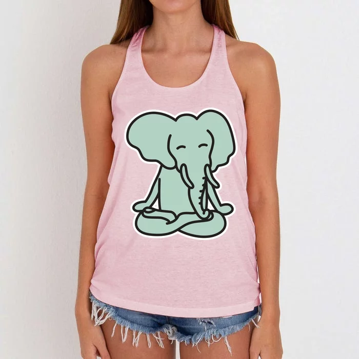 Funny Elephant Meditation Yoga Pose Animal Nature Gift Women's Knotted Racerback Tank