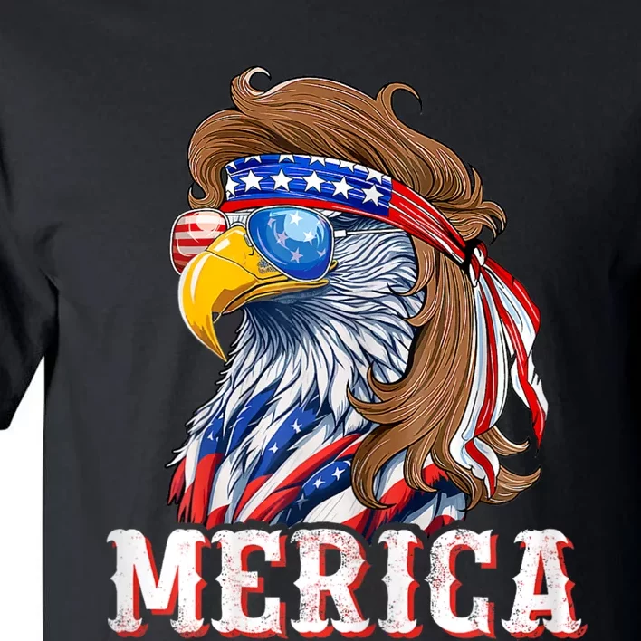 Funny Eagle Mullet 4th Of July Usa American Flag Merica Tall T-Shirt