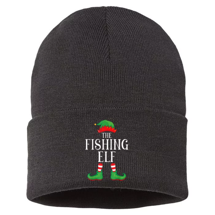 Fishing Elf Matching Group Xmas Funny Family Christmas Sustainable Knit Beanie