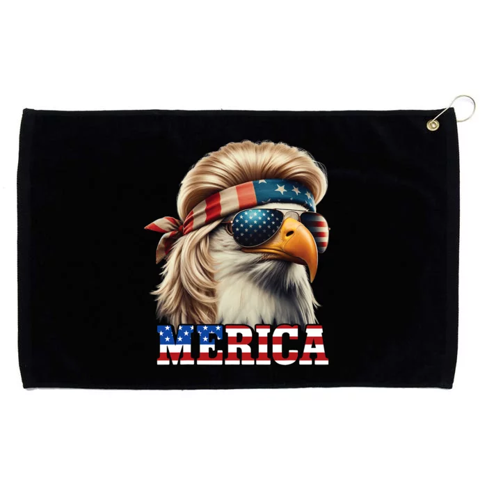 Funny Eagle Merica 4th July Blonde Wig Mullet Funny Man Grommeted Golf Towel