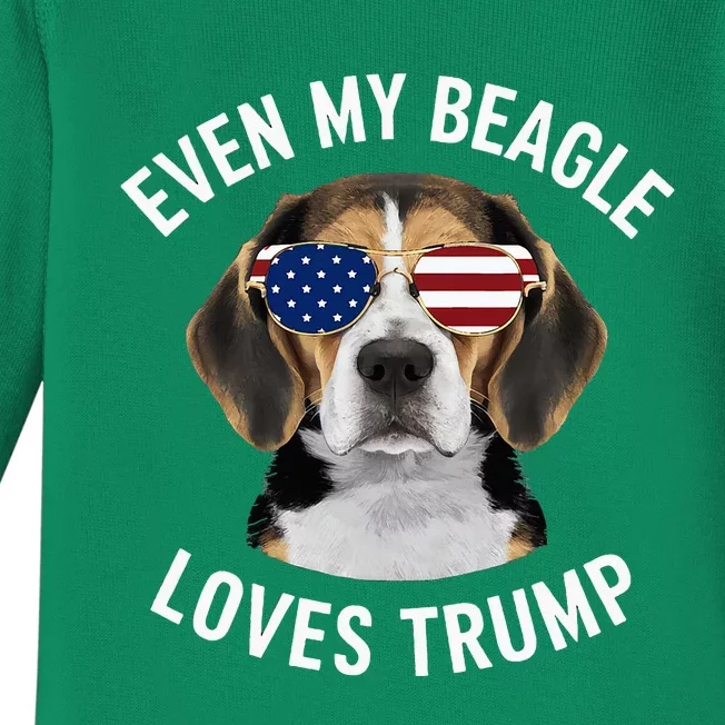 Funny Even My Beagle Loves Trump Political Baby Long Sleeve Bodysuit