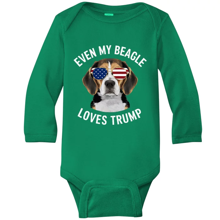 Funny Even My Beagle Loves Trump Political Baby Long Sleeve Bodysuit