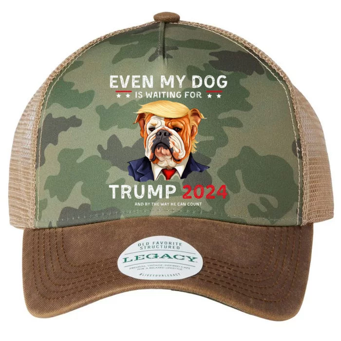 Funny Even My Dog Is Waiting For Trump 2024 Bulldog Legacy Tie Dye Trucker Hat