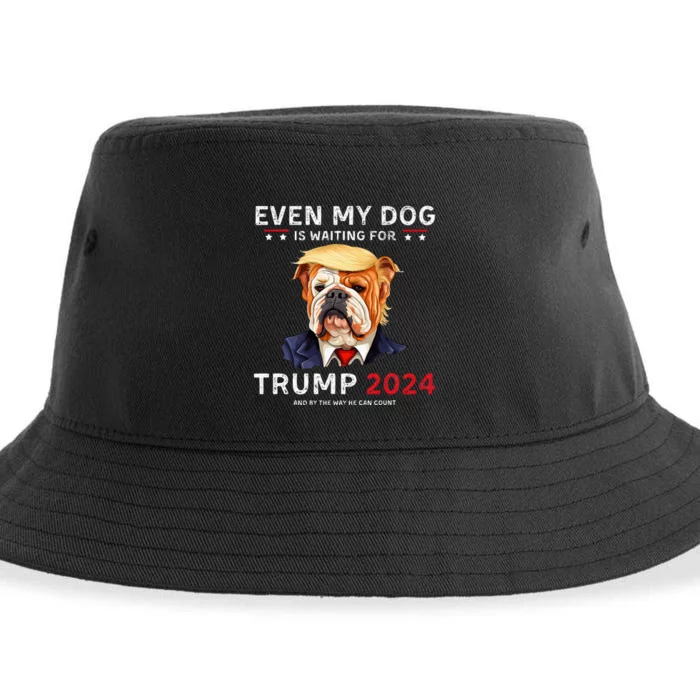 Funny Even My Dog Is Waiting For Trump 2024 Bulldog Sustainable Bucket Hat