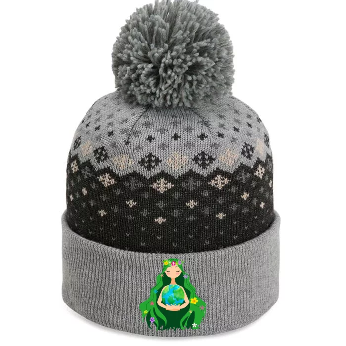 Flower Earth Mother Figure Cute The Baniff Cuffed Pom Beanie