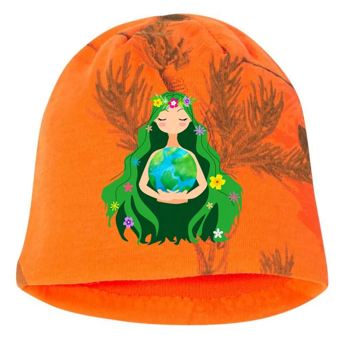 Flower Earth Mother Figure Cute Kati - Camo Knit Beanie