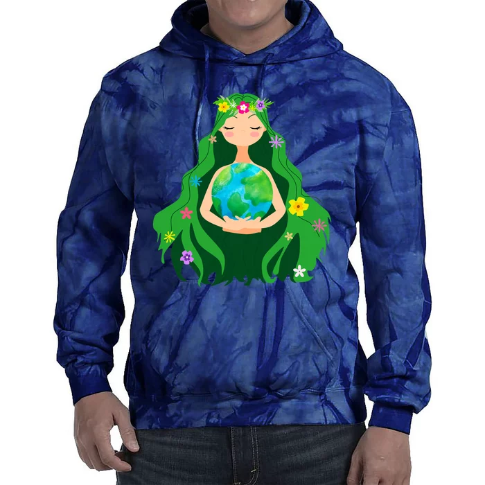 Flower Earth Mother Figure Cute Tie Dye Hoodie