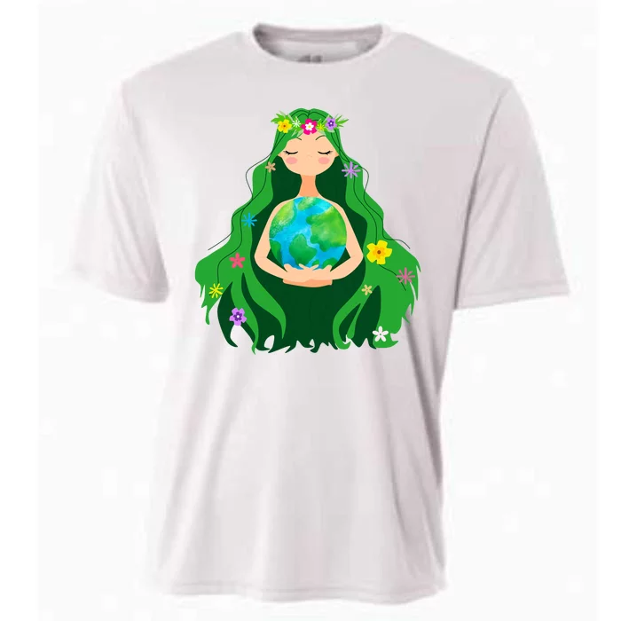 Flower Earth Mother Figure Cute Cooling Performance Crew T-Shirt