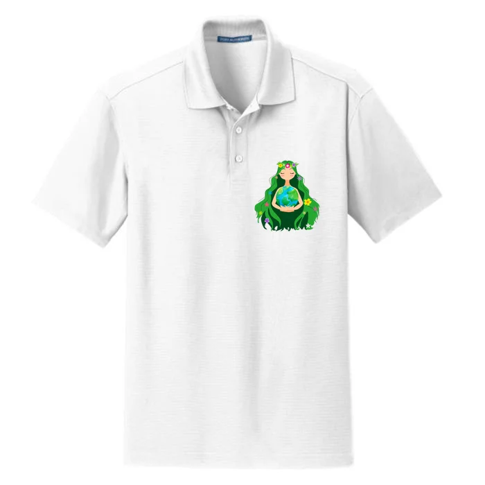 Flower Earth Mother Figure Cute Dry Zone Grid Performance Polo