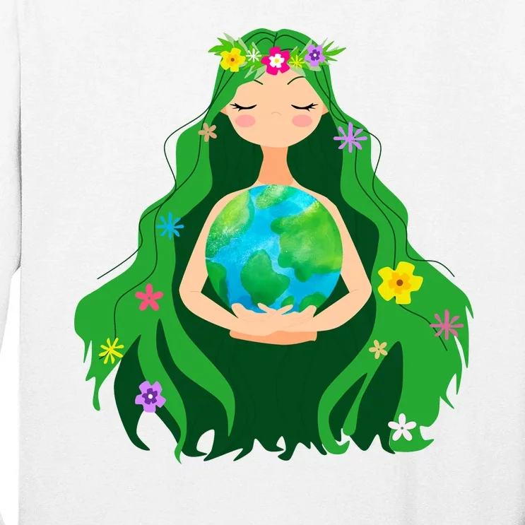 Flower Earth Mother Figure Cute Tall Long Sleeve T-Shirt