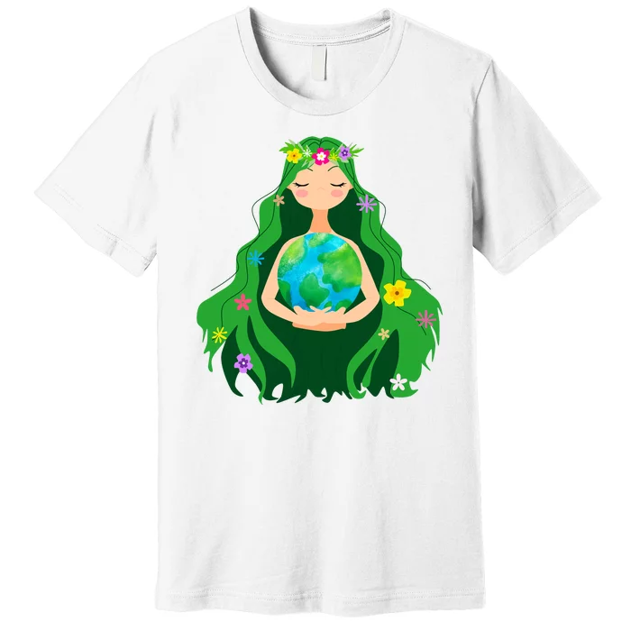 Flower Earth Mother Figure Cute Premium T-Shirt