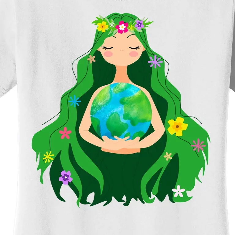 Flower Earth Mother Figure Cute Women's T-Shirt