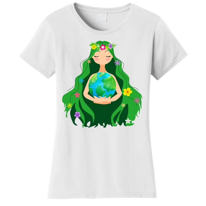 Flower Earth Mother Figure Cute Women's T-Shirt