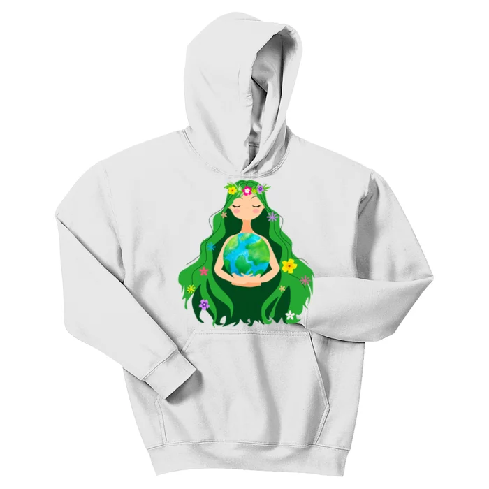 Flower Earth Mother Figure Cute Kids Hoodie