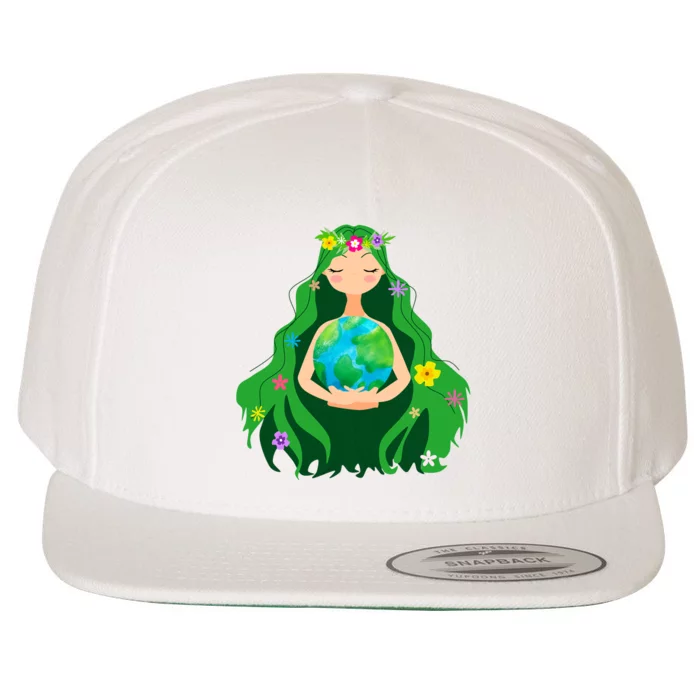 Flower Earth Mother Figure Cute Wool Snapback Cap