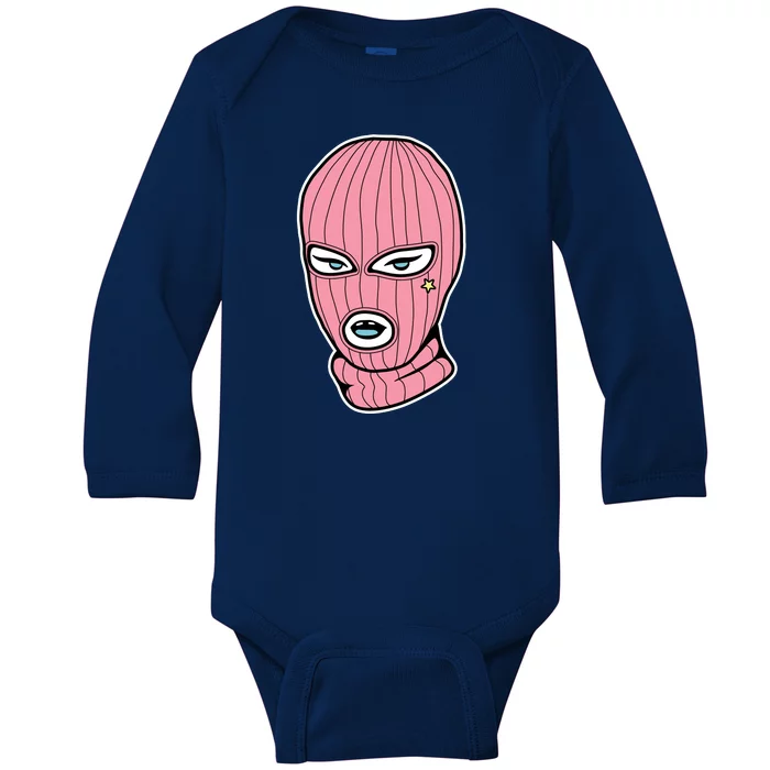 Female Pink Ski Baby Long Sleeve Bodysuit