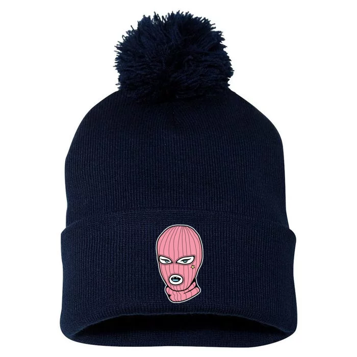 Female Pink Ski Pom Pom 12in Knit Beanie