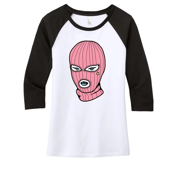 Female Pink Ski Women's Tri-Blend 3/4-Sleeve Raglan Shirt