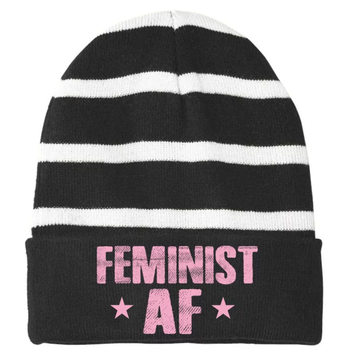 Feminist AF Striped Beanie with Solid Band