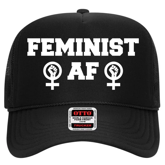 Feminist AF Women's Rights Fist Logo High Crown Mesh Trucker Hat