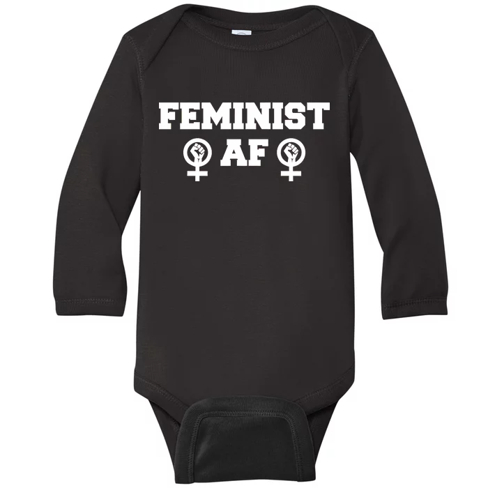 Feminist AF Women's Rights Fist Logo Baby Long Sleeve Bodysuit