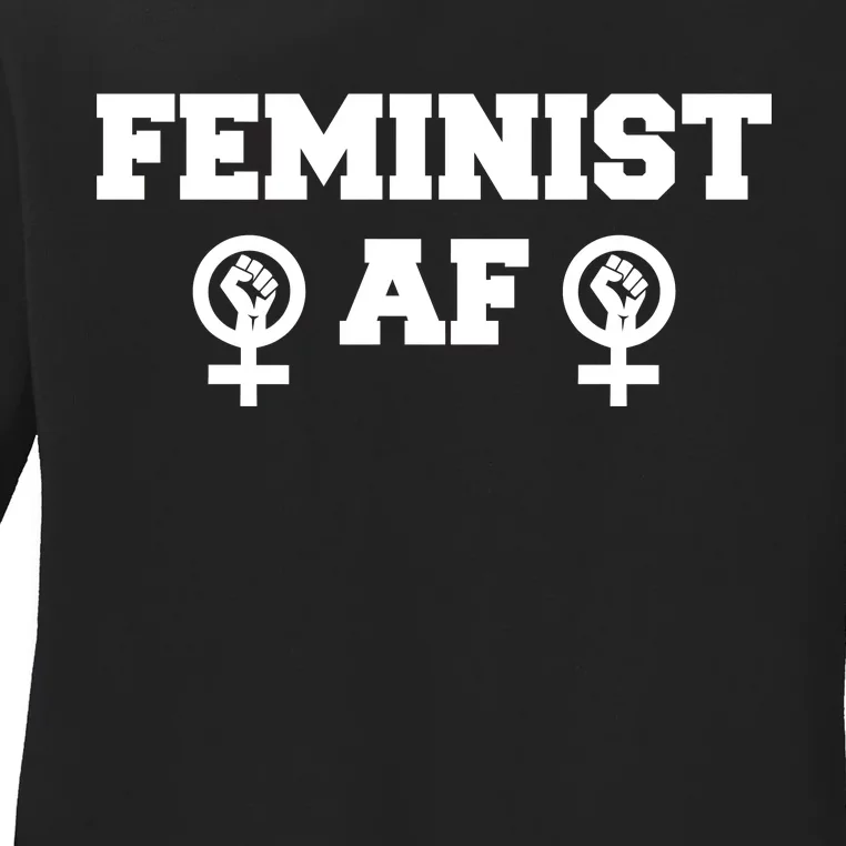 Feminist AF Women's Rights Fist Logo Ladies Long Sleeve Shirt