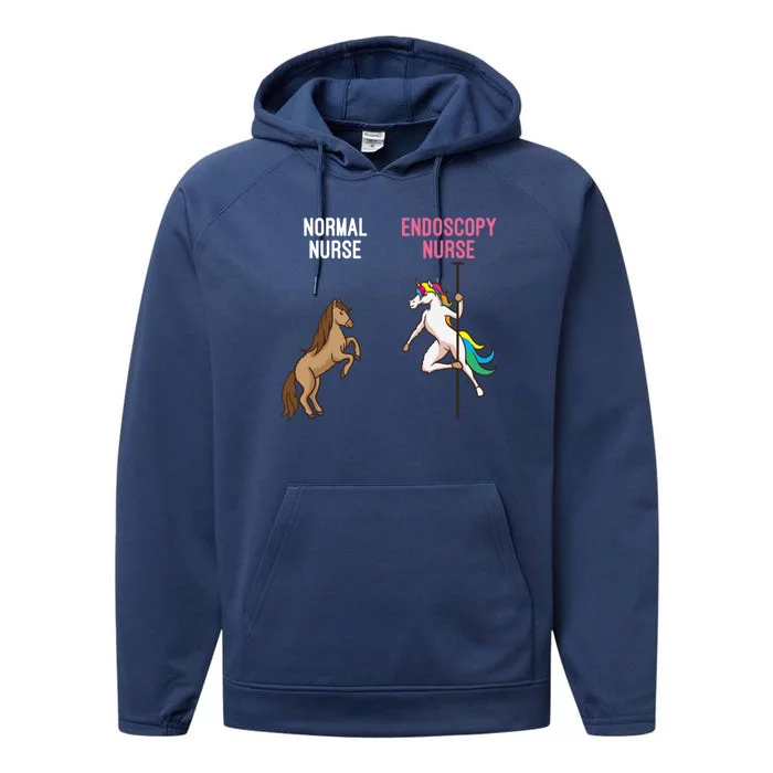 Funny Endoscopy Nurse Unicorn Gastroenterology Gi Gift Great Gift Performance Fleece Hoodie