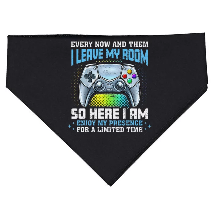 Funny Every Now And Then I Leave My Room Gaming USA-Made Doggie Bandana