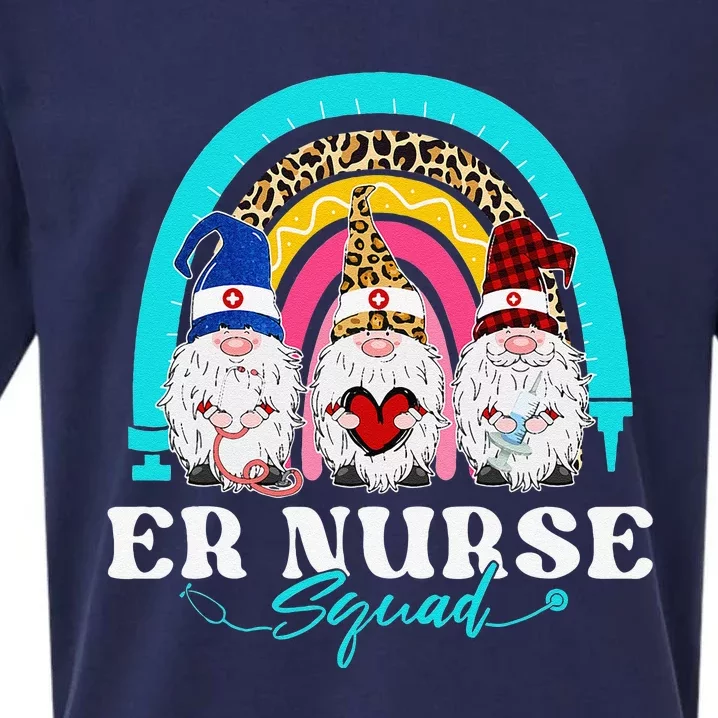 Funny ER Nurse Squad Leopard Rainbow Gnomies Nurses Day Sueded Cloud Jersey T-Shirt