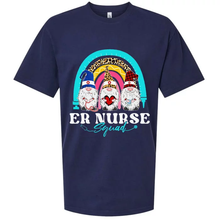 Funny ER Nurse Squad Leopard Rainbow Gnomies Nurses Day Sueded Cloud Jersey T-Shirt